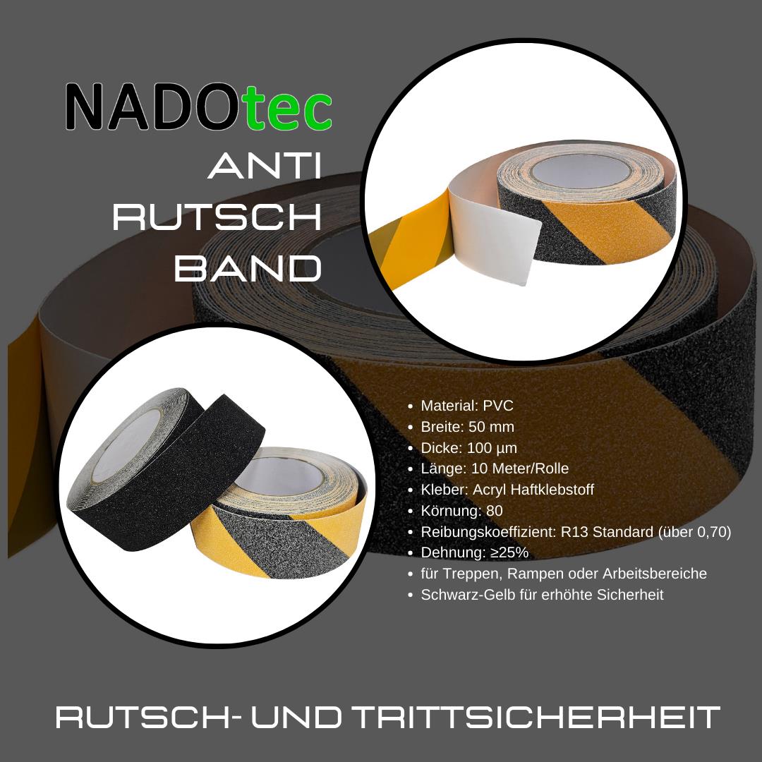 Anti-Rutsch-Klebeband, schwarz, 50 mm × 10 m